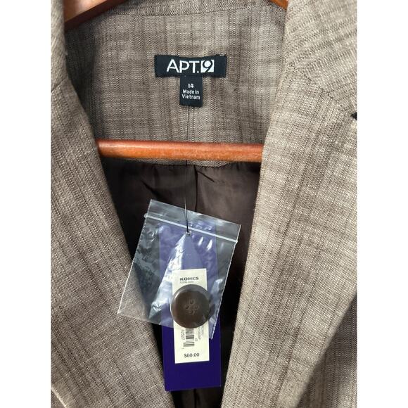 APT 9 Women's Brown Single Button Long Sleeve Lined Blazer with Pockets Size 14 - Picture 5 of 10